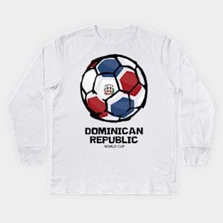 Dominican Republic Football Country Flag Kids Long Sleeve T-Shirt